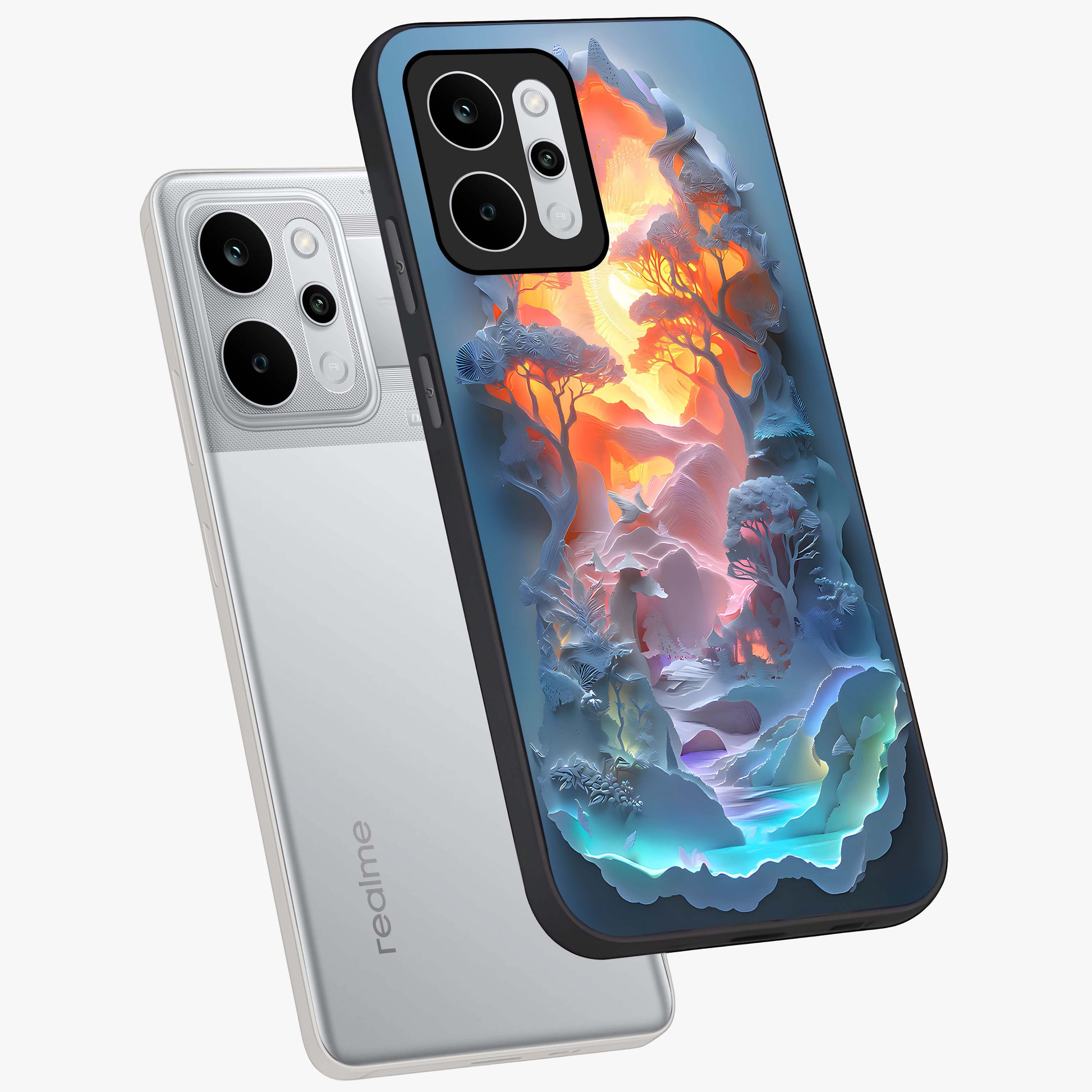 Glow Forest Portal Glass Case displayed in angled mockup highlighting mystical forest design with magical glowing aesthetic.