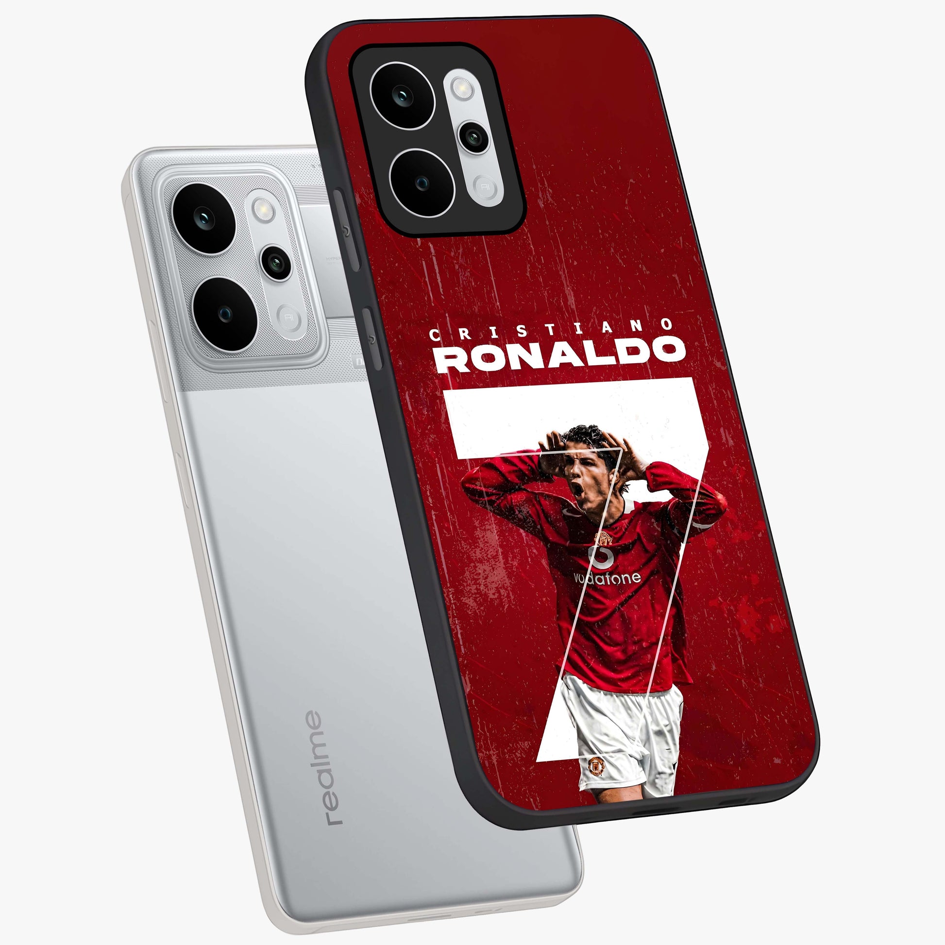 Goal Celebration Legacy Glass Case displayed in angled mockup highlighting energetic sports celebration design with bold athletic theme.