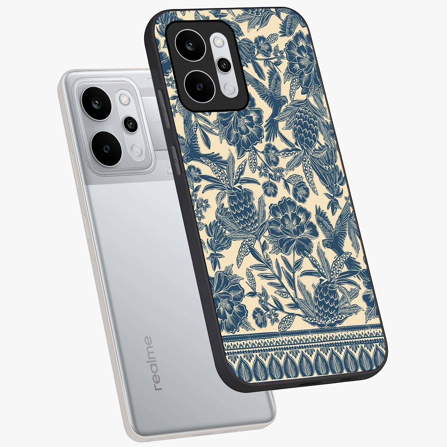 Heirloom Wild Bloom Glass Case displayed in angled mockup highlighting botanical bloom design with classic aesthetic style.