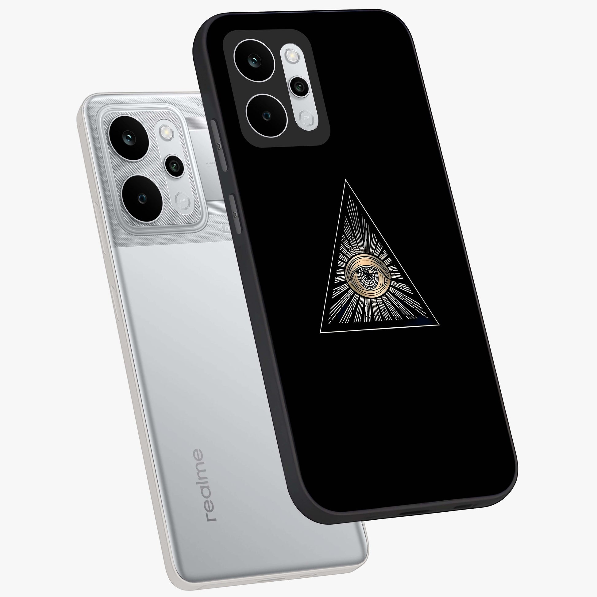 Illuminati Evil Glass Case displayed in angled mockup highlighting dark occult inspired design with bold aesthetic style.