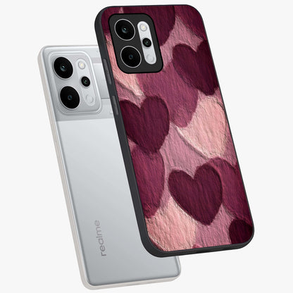 Layered Paper Hearts Glass Case displayed in angled mockup highlighting creative paper craft heart design with romantic aesthetic.