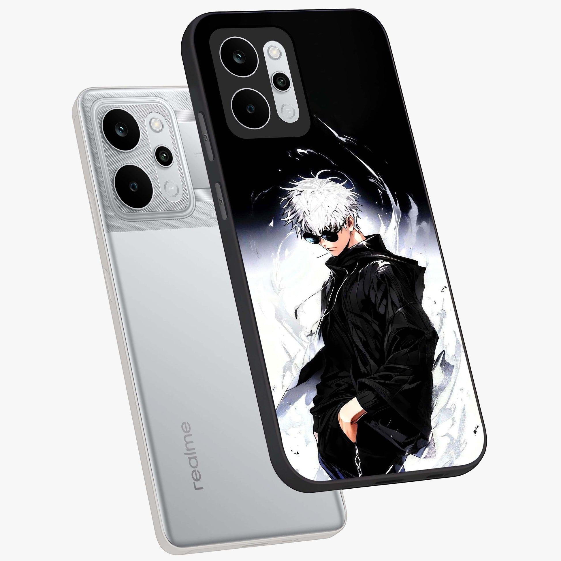 Limitless Shadow King Glass Case displayed in angled mockup highlighting dramatic dark hero design with intense aesthetic.