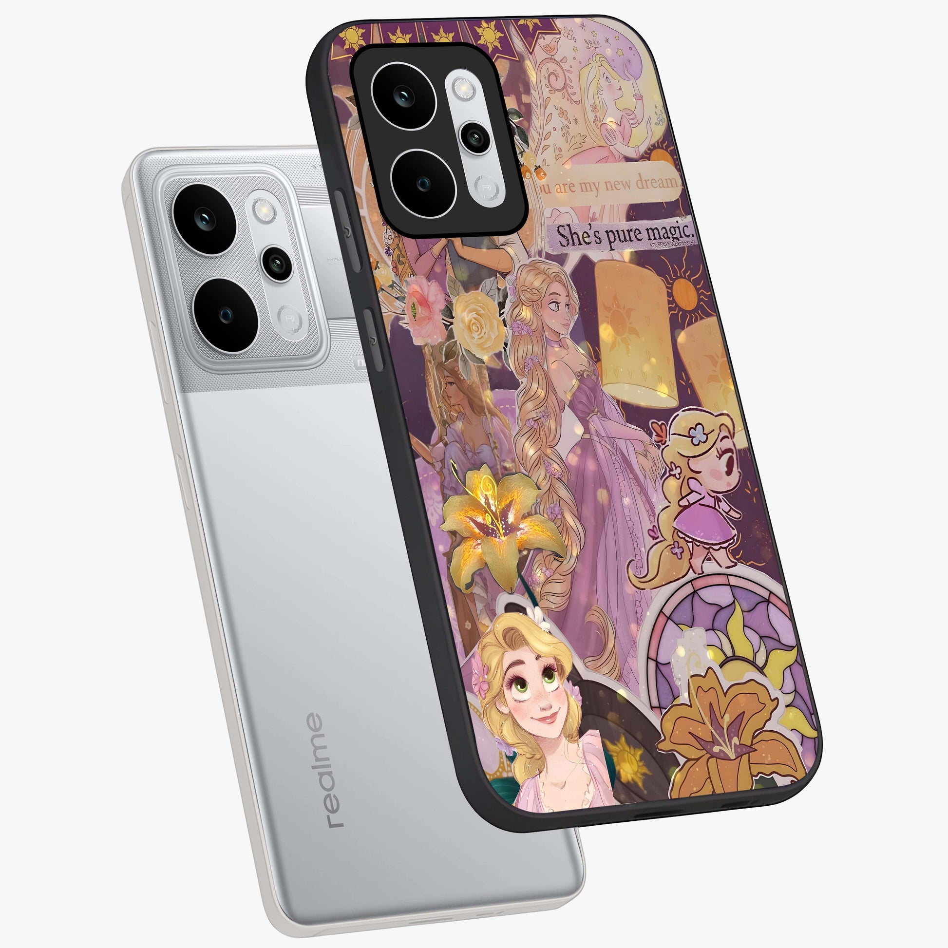Magical Tangled Dream Glass Case displayed in angled mockup highlighting whimsical fantasy design with magical aesthetic.