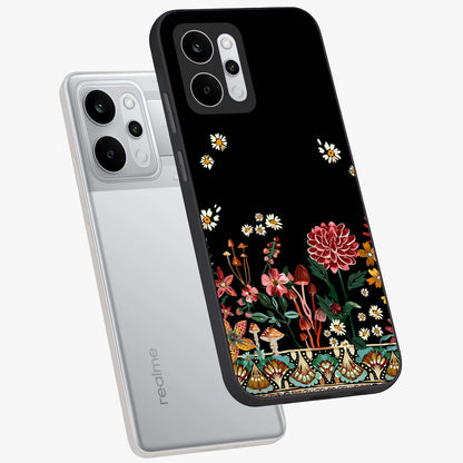 Midnight Bloom Pattern Glass Case displayed in angled mockup highlighting elegant flower design with midnight aesthetic style.