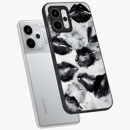 Midnight Kiss Marks Glass Case displayed in angled mockup highlighting playful romantic design with bold midnight aesthetic.