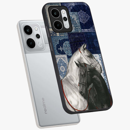 Midnight Stallion Blues Glass Case displayed in angled mockup highlighting powerful stallion illustration with deep midnight tones.