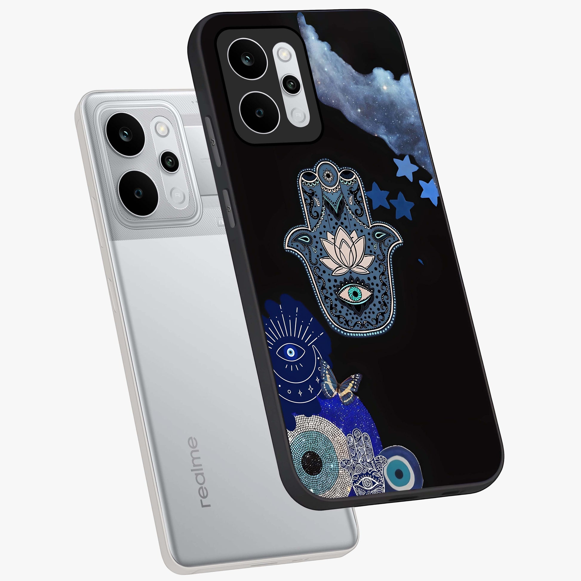 Mystic Hand Aura Glass Case displayed in angled mockup highlighting magical aura design with spiritual aesthetic style.