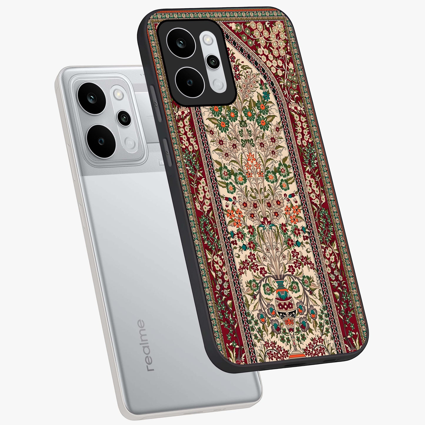 Persian Inspired Glass Case displayed in angled mockup highlighting intricate traditional design with elegant cultural aesthetic.