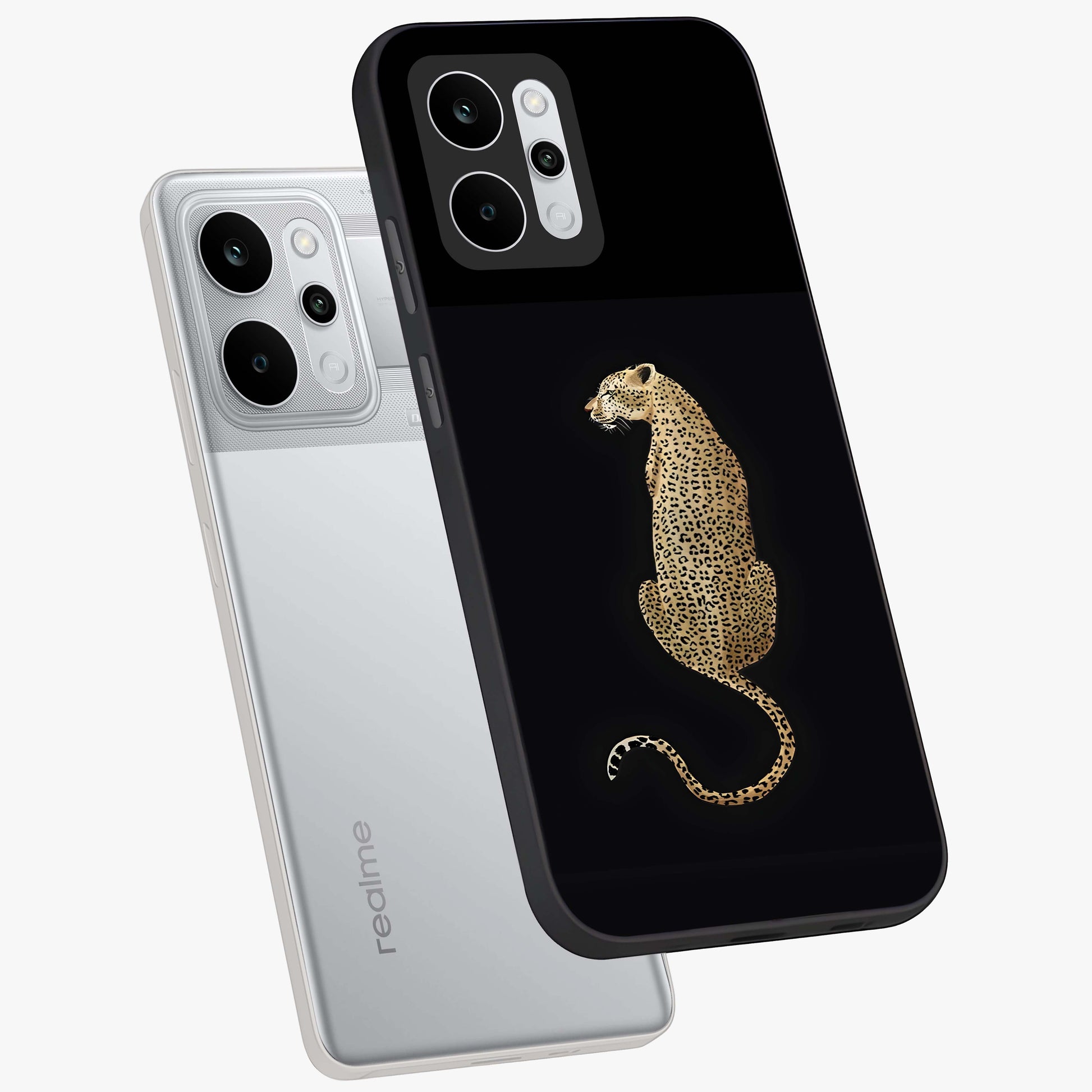 Regal Leopard Glass Case displayed in angled mockup highlighting powerful animal illustration with stylish wild aesthetic.