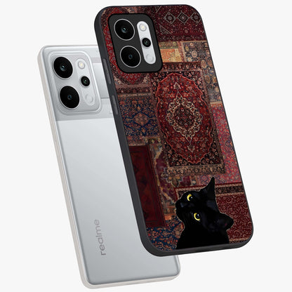 Regal Magic Cat Apple Glass Case displayed in angled mockup highlighting whimsical feline design with fantasy aesthetic.