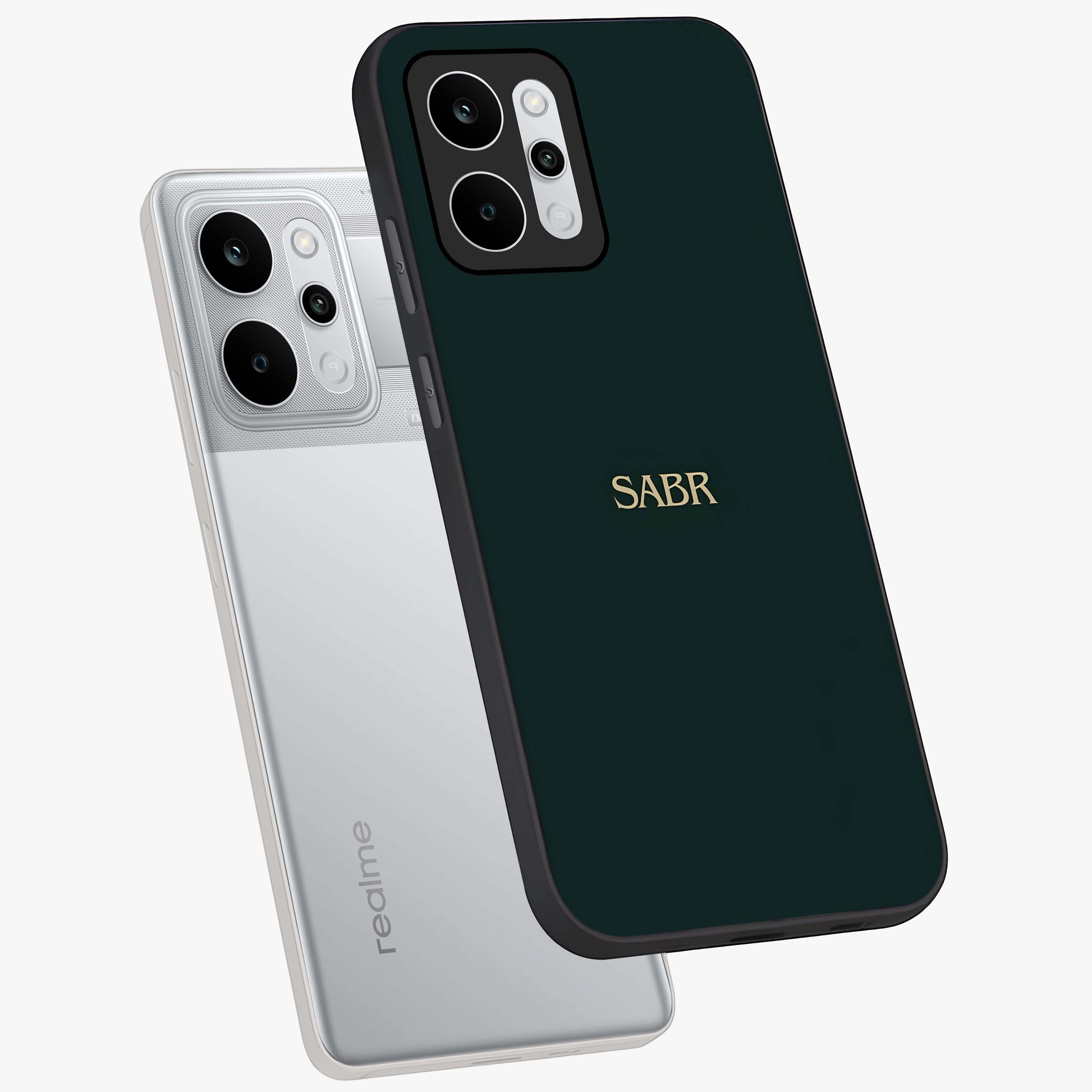 Sabr Minimal Patience Glass Case displayed in angled mockup highlighting simple inspirational design with clean aesthetic style.