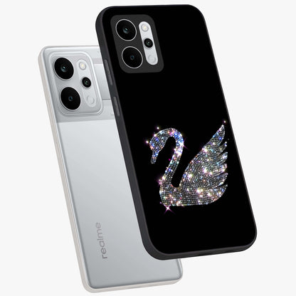 Starlit Swan Grace Glass Case displayed in angled mockup highlighting elegant swan illustration with dreamy celestial aesthetic.
