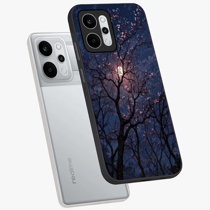 Twilight Sakura Serenade Glass Case displayed in angled mockup highlighting delicate sakura flower design with dreamy aesthetic.