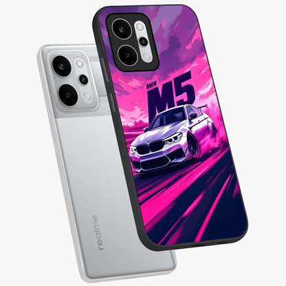Velocity Drift Pulse Glass Case displayed in angled mockup highlighting dynamic drift design with sporty automotive aesthetic.