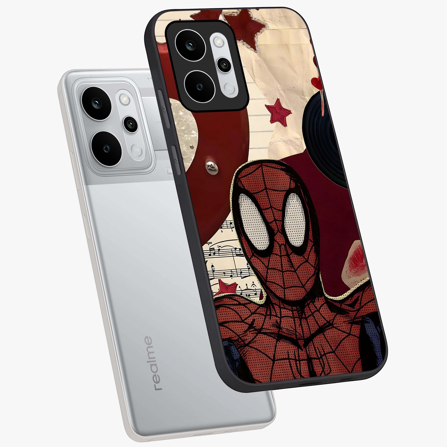 Web Warrior Vibes Glass Case displayed in angled mockup highlighting dynamic web design with comic style aesthetic.