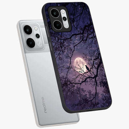Whispering Moon Silence Glass Case displayed in angled mockup highlighting calm lunar design with dreamy night aesthetic.