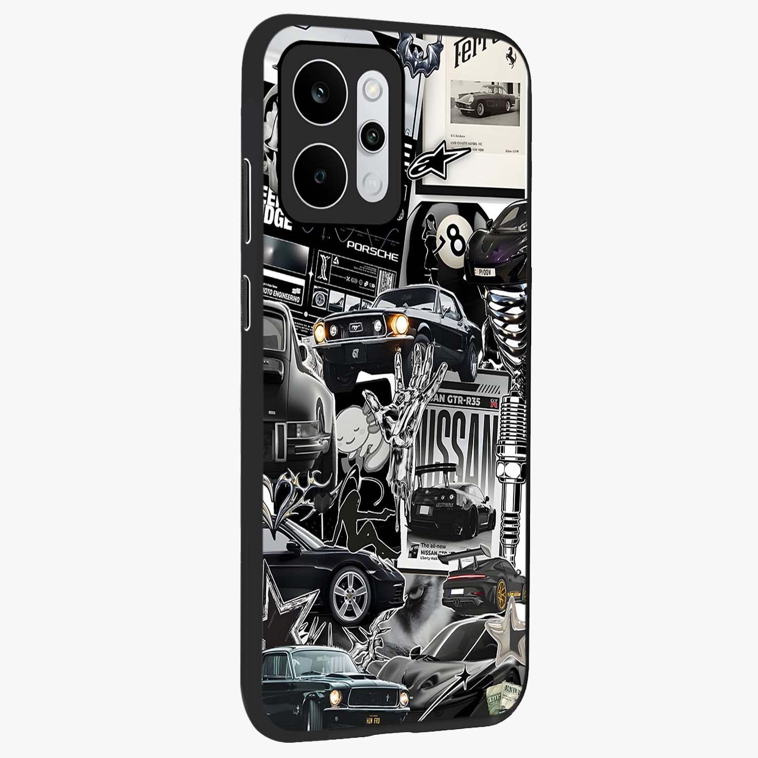 Aesthetic Dark Love Glass Case upright view showcasing dramatic romantic artwork with modern aesthetic style.