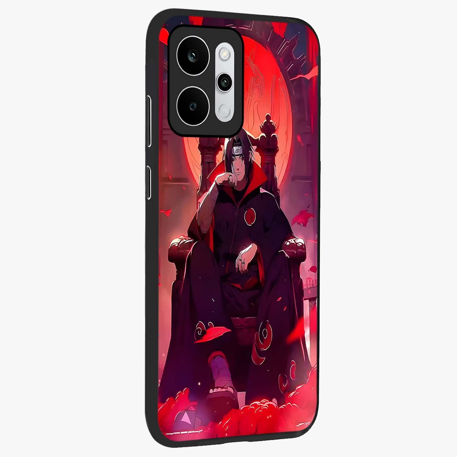 Blood Moon Sovereign Glass Case upright view showcasing powerful moon inspired artwork with cosmic aesthetic style.