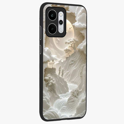 Celestial Origami Glass Case upright view showcasing creative origami artwork with modern celestial style.