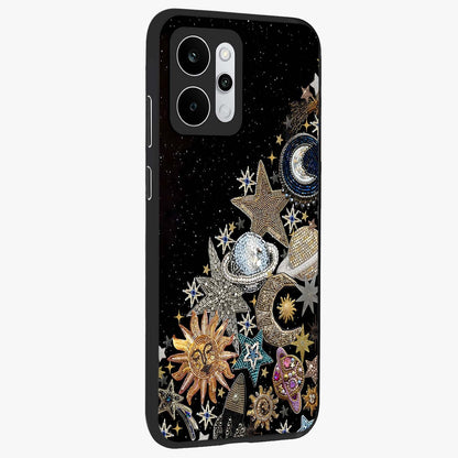 Cosmic Sparkle Dreams Glass Case upright view showcasing glowing cosmic artwork with magical galaxy theme.