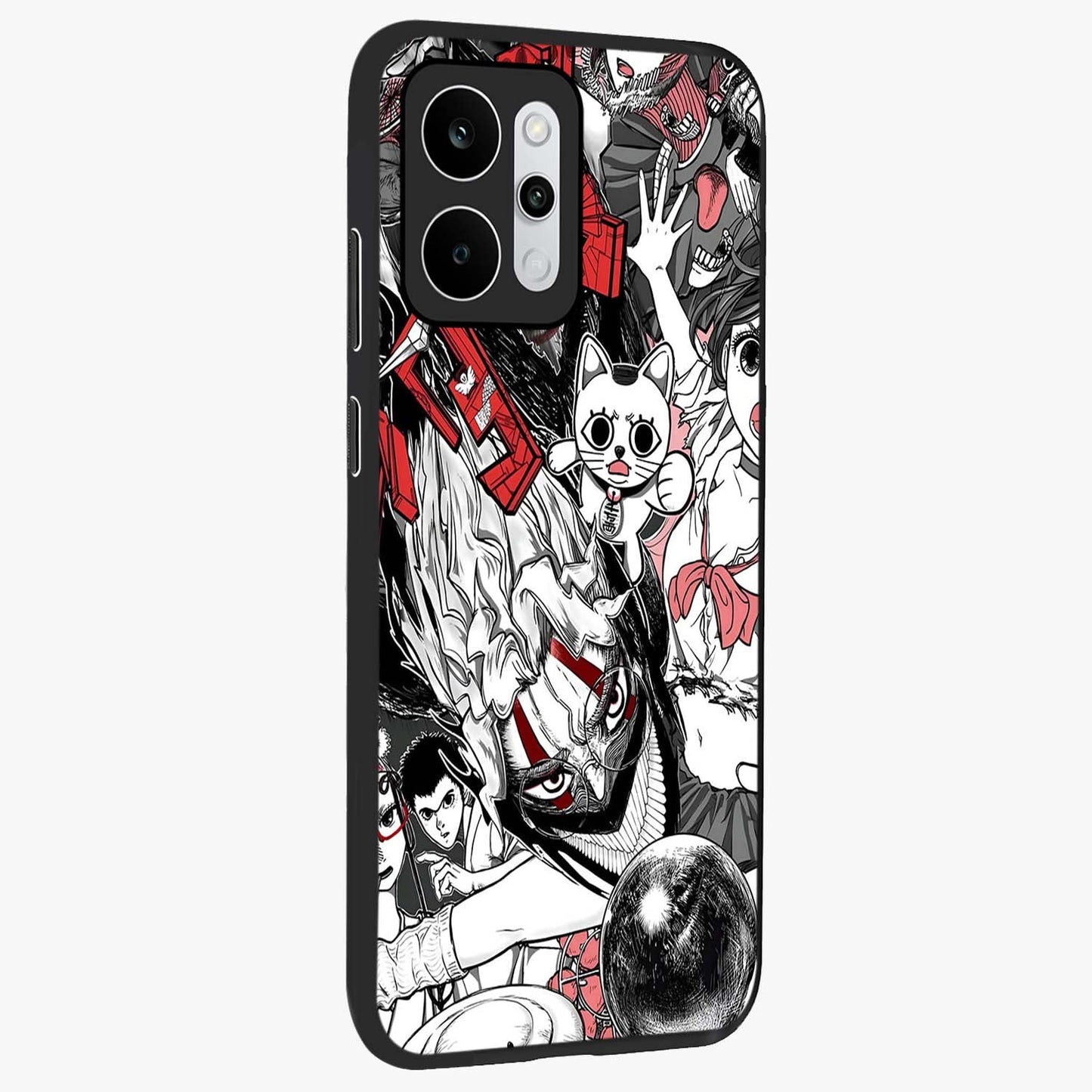 Crimson Chaos Panel Glass Case upright view showcasing intense crimson artwork with dramatic aesthetic style.