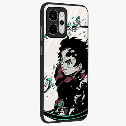 Demon Slayer Glass Case upright view showcasing powerful anime artwork with intense warrior theme.