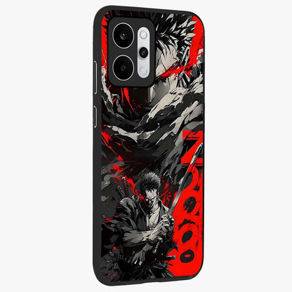 Demon Sword Resolve Glass Case upright view showcasing dramatic warrior artwork with intense battle theme.
