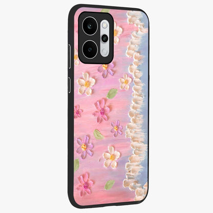 Dreamy Painted Garden Glass Case upright view showcasing vibrant floral garden artwork with artistic nature theme.
