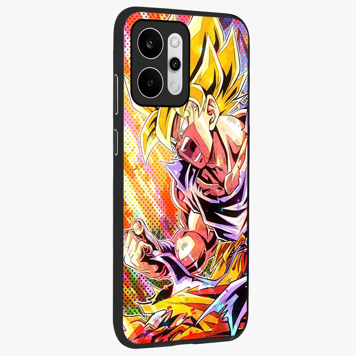 Firing Goku Glass Case upright view showcasing energetic anime artwork with bold warrior theme.