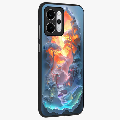 Glow Forest Portal Glass Case upright view showcasing enchanted forest portal artwork with fantasy nature theme.