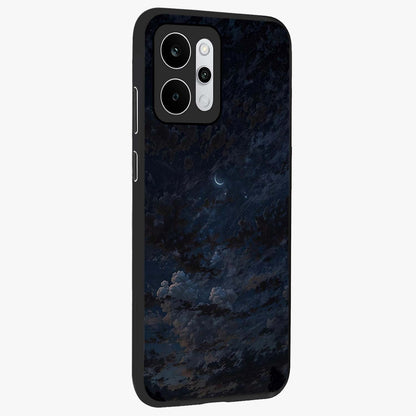 Lunar Veil Silence Glass Case upright view showcasing calm moon themed artwork with serene night atmosphere.