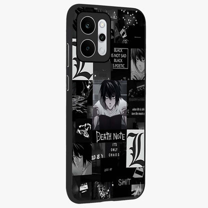 Midnight Chaos Mind Glass Case upright view showcasing expressive abstract artwork with bold dark theme.