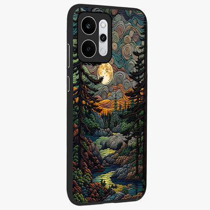 Moonlight Forest Dream Glass Case upright view showcasing magical forest artwork with calm night theme.
