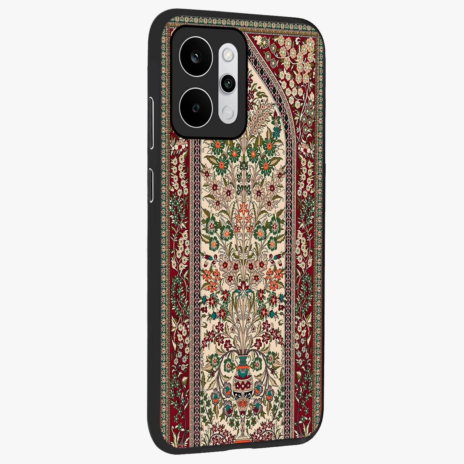 Persian Inspired Glass Case upright view showcasing decorative Persian artwork with rich heritage theme.
