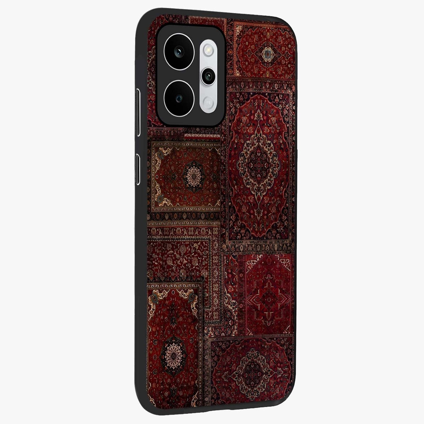 Persian Velvet Tale Glass Case upright view showcasing elegant Persian artwork with classic heritage theme.