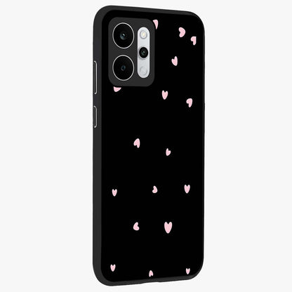Pink Love Drops Glass Case upright view showcasing charming heart drop artwork with romantic playful theme.