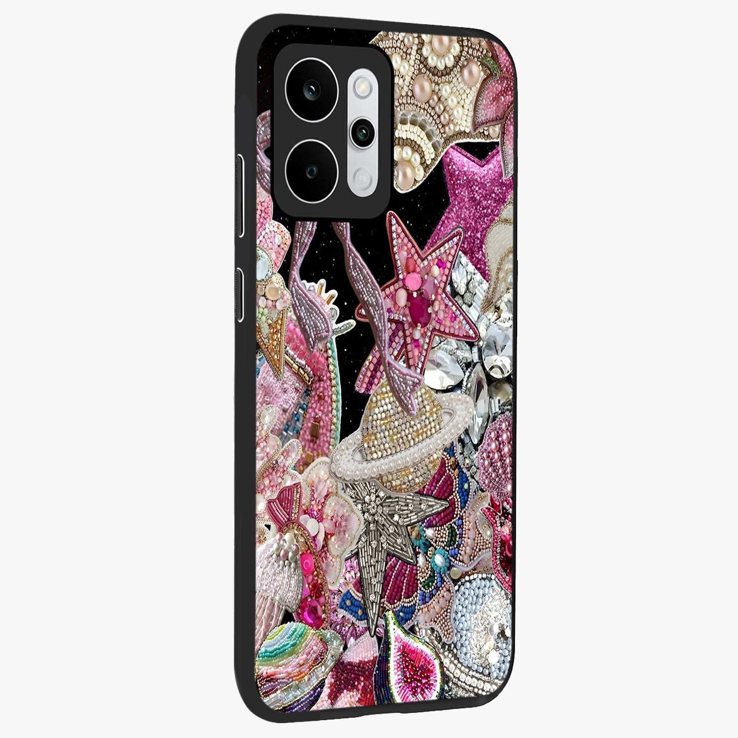 Starlit Jewel Dream Glass Case upright view showcasing radiant star inspired artwork with magical night theme.