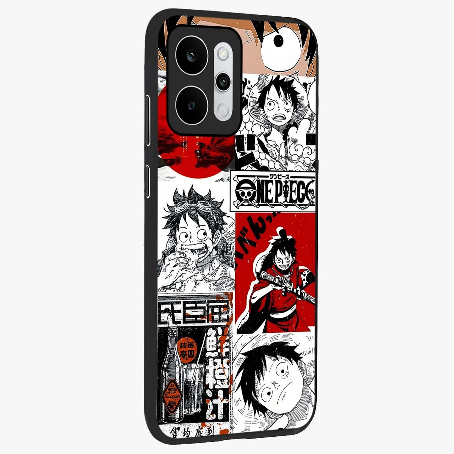 Strawhat Chaos Panels Glass Case upright view showcasing energetic anime artwork with bold adventure theme.