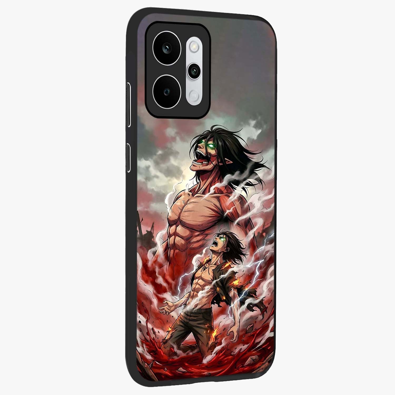 Titan Awakening Fury Glass Case upright view showcasing intense titan artwork with epic fantasy theme.