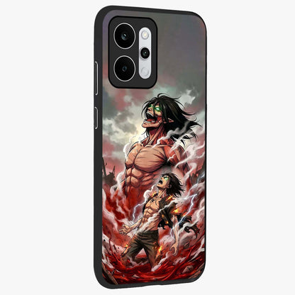 Titan Awakening Fury Glass Case upright view showcasing intense titan artwork with epic fantasy theme.