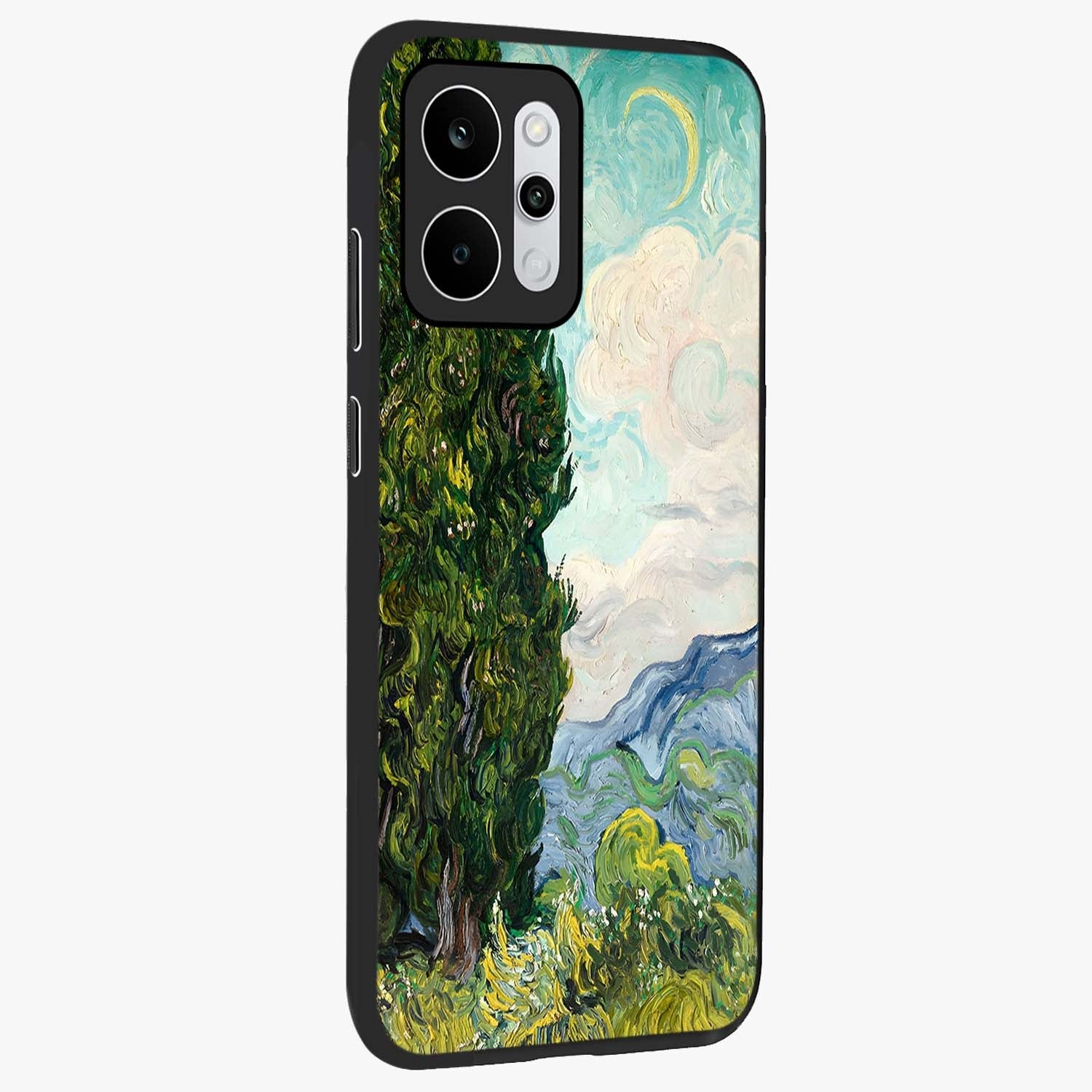 Van Gogh Vintage Art Glass Case upright view showcasing elegant vintage painting artwork with artistic heritage theme.