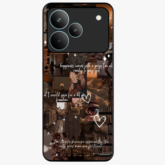 Bittersweet Aesthetic Chaos Glass Case showing flat back view with artistic chaotic aesthetic design and glossy glass finish.