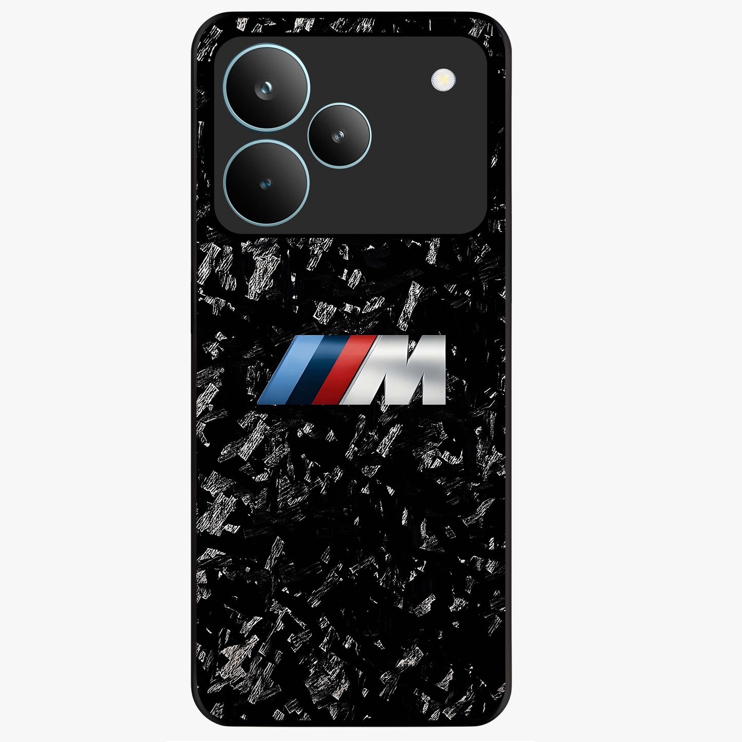 Carbon Speed Mark Glass Case showing flat back view with sporty carbon pattern artwork and glossy glass finish.