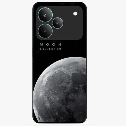Cosmic Moon Glow Glass Case showing flat back view with glowing moon artwork and glossy glass finish.