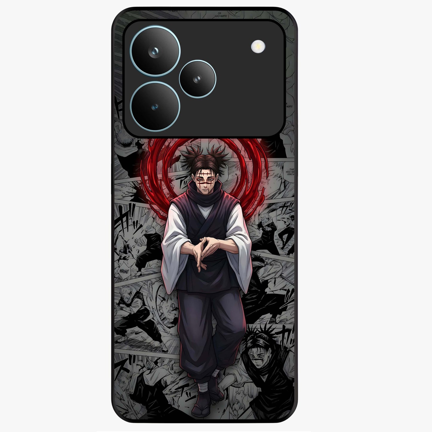 Cursed Ritual Ascension Glass Case showing flat back view with dark ritual themed artwork and glossy glass finish.