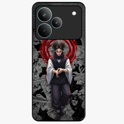 Cursed Ritual Ascension Glass Case showing flat back view with dark ritual themed artwork and glossy glass finish.