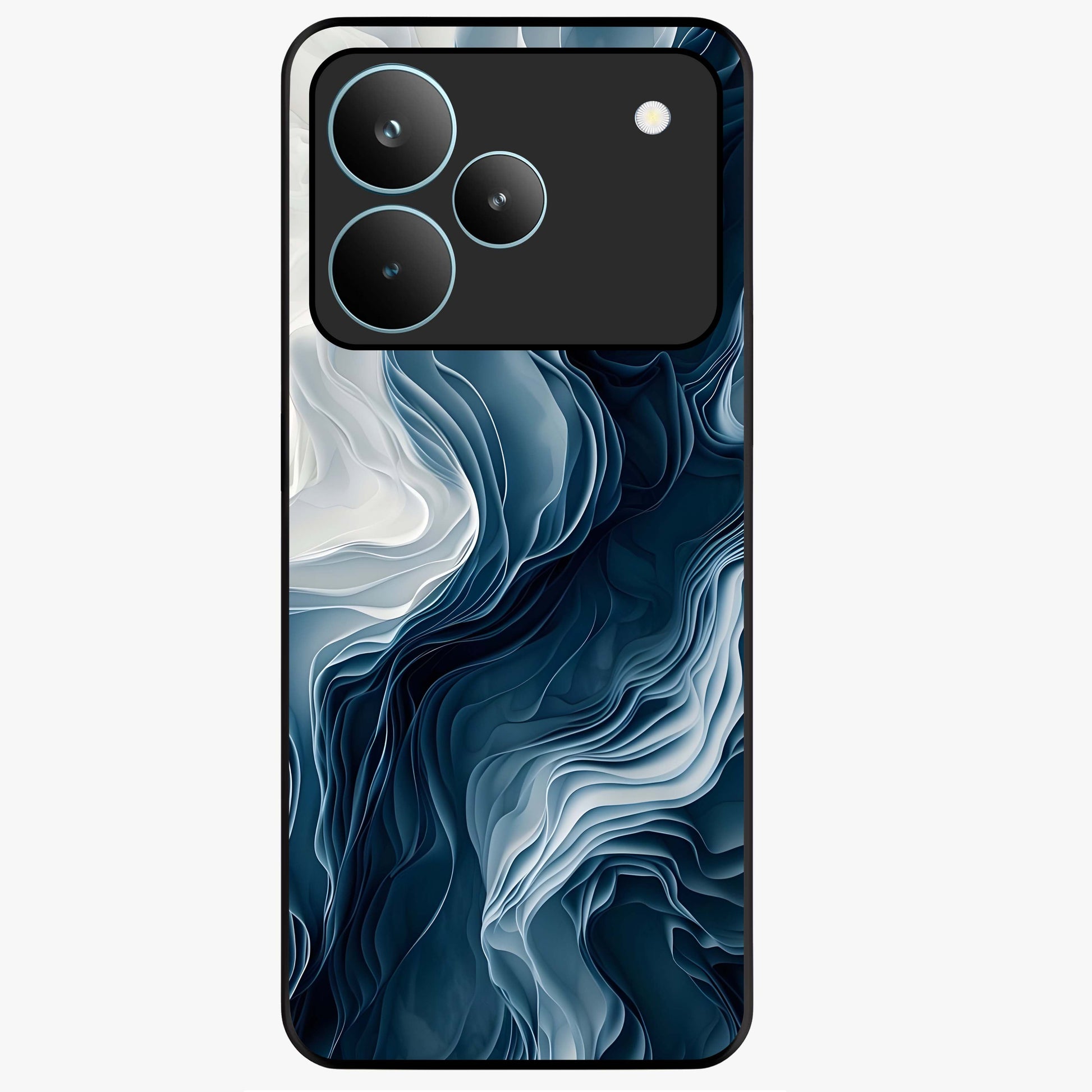 Ethereal Paper Marble Glass Case showing flat back view with soft marble paper texture artwork and glossy glass finish.