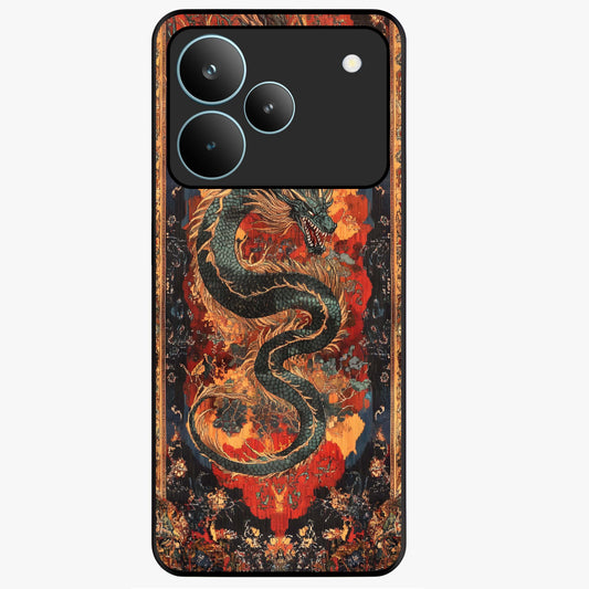 Inferno Dragon Soul Glass Case showing flat back view with fiery dragon artwork and glossy glass finish.