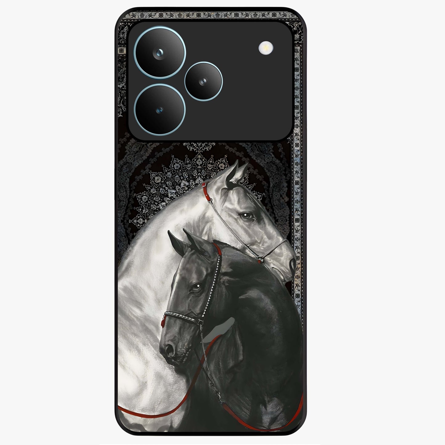 Majestic Ride Legacy Glass Case showing flat back view with powerful automotive inspired artwork and glossy glass finish.
