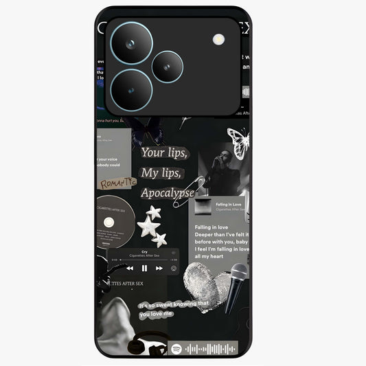 Midnight Love Echo Glass Case showing flat back view with romantic midnight themed artwork and glossy glass finish.